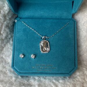 Unwritten “K” Initial Silver Necklace and Earring Set